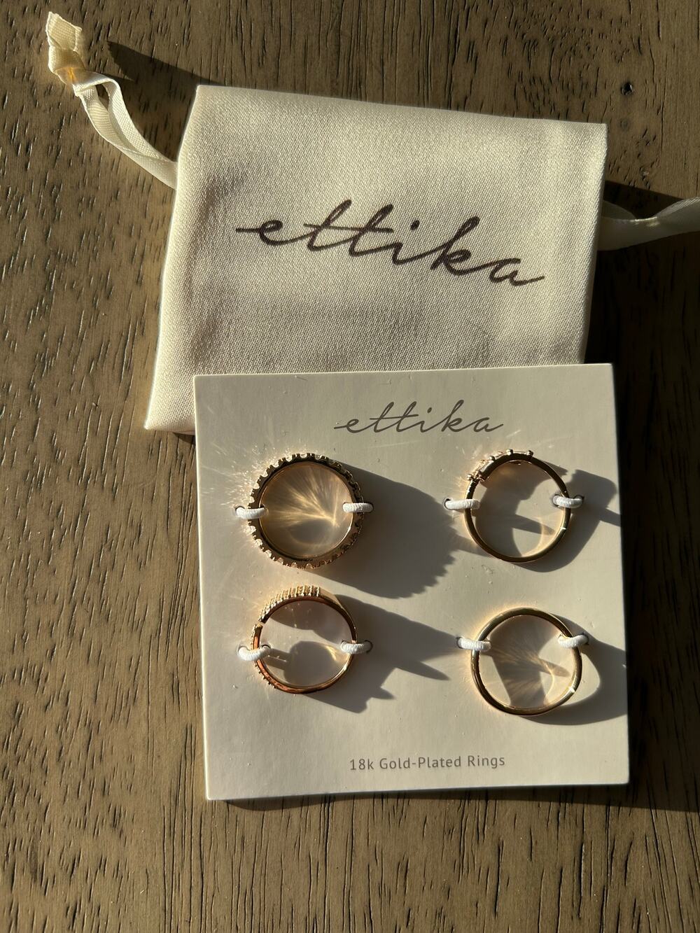 Ettika Rhinestone 18K Gold-Plated Ring Set of Four - 7